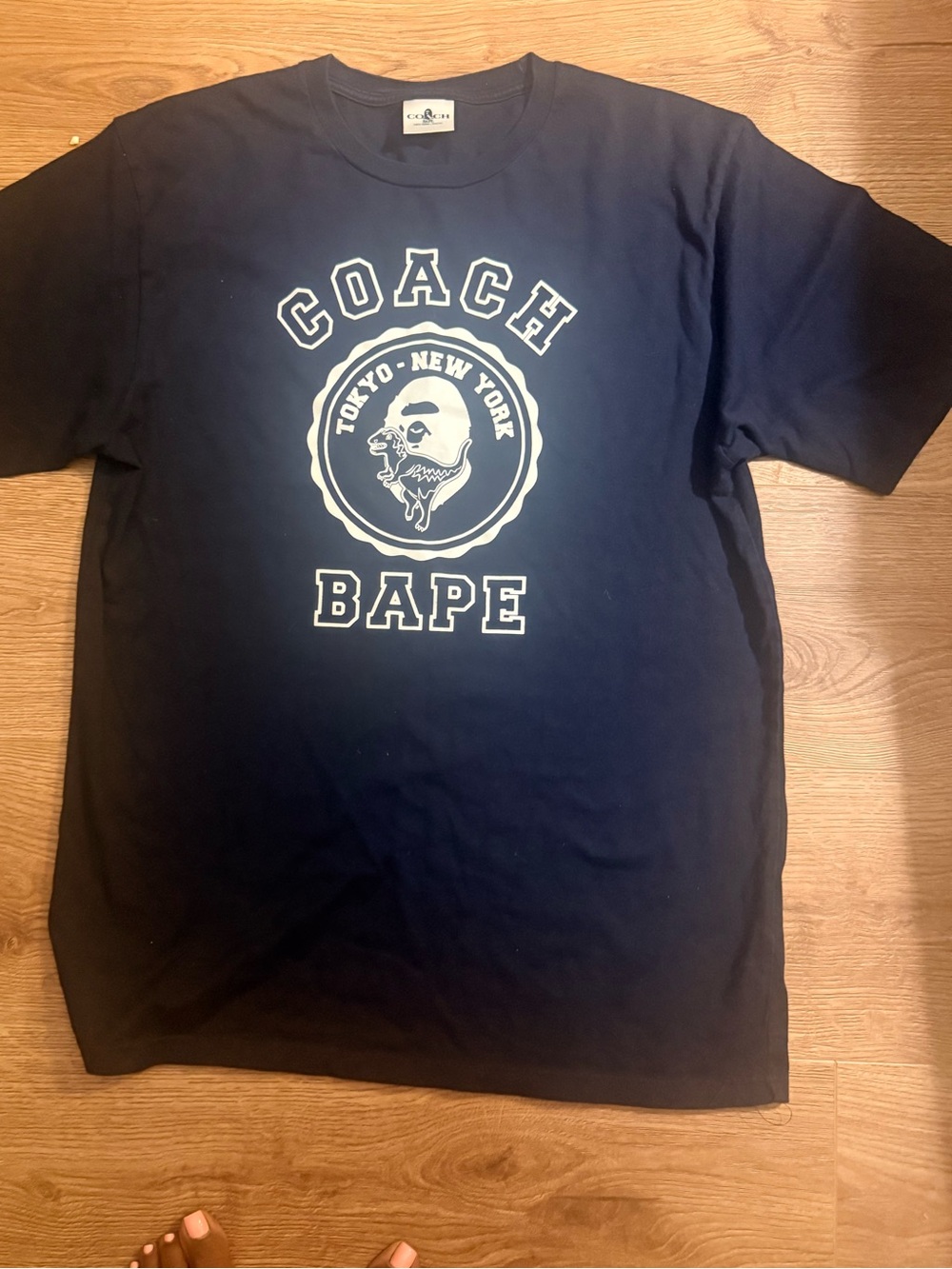 Coach BAPE Navy and White Logo Short Sleeve Tee